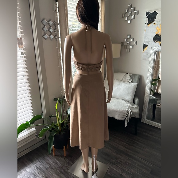 Khaki Cutout Midi Dress XS - Picture 3 of 7